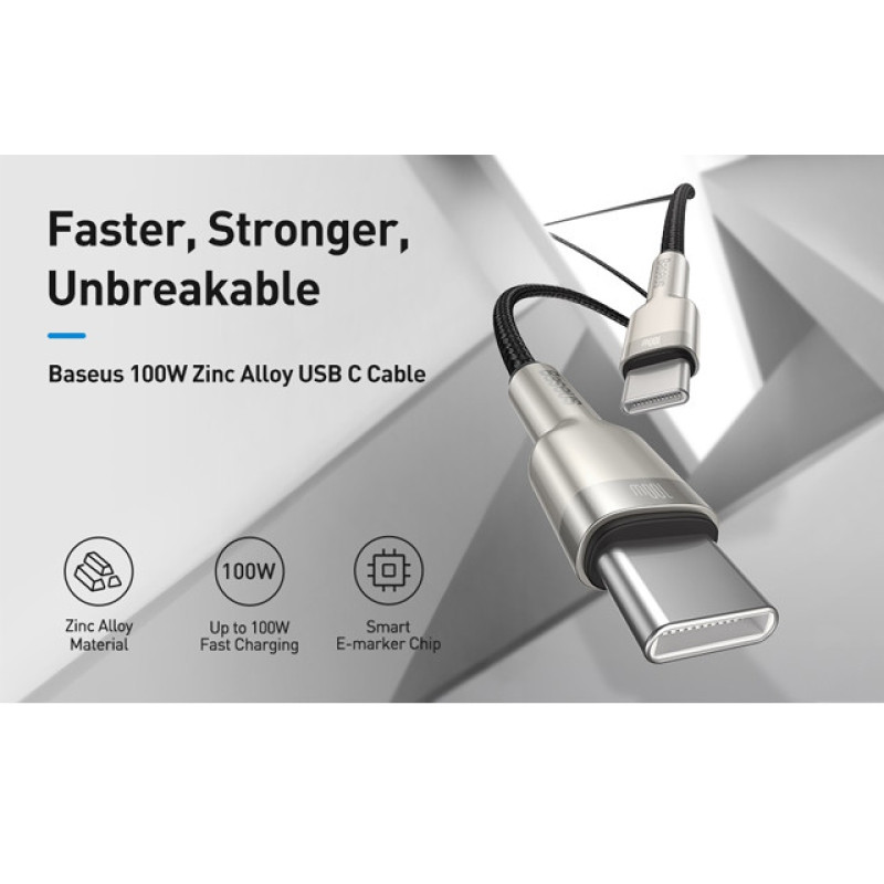 کابل تبدیل USB-C باسئوس مدل Cafule Series Metal Data Cable (100W) طول 1 متر