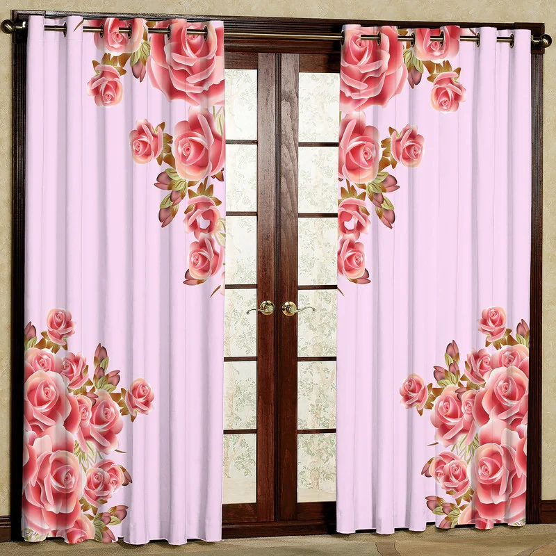 پرده مدل مخمل پانچی طرح گل کد 4886T2 سایز 200x140 سانتی متر