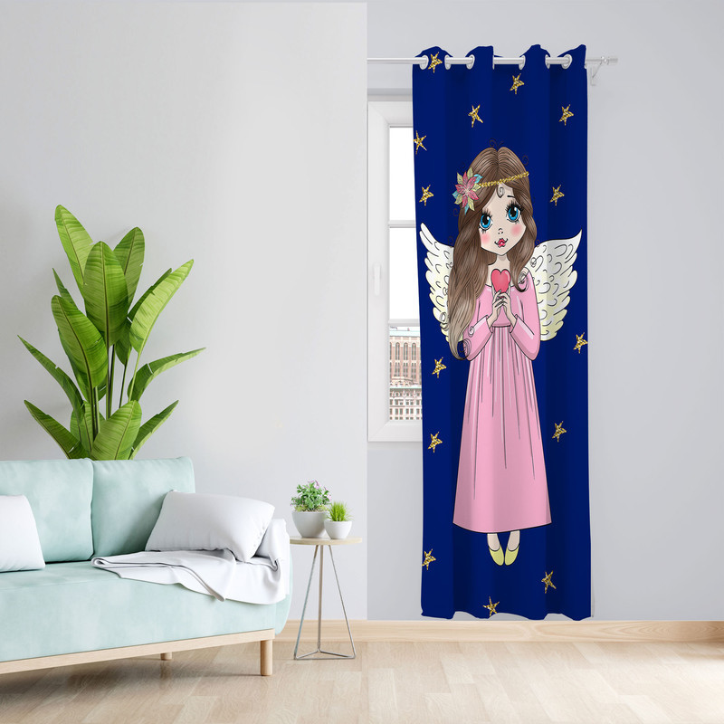 پرده مدل اتاق کودک مخمل پانچی طرح دخترانه کد 4798a سایز 140x280 سانتی متر