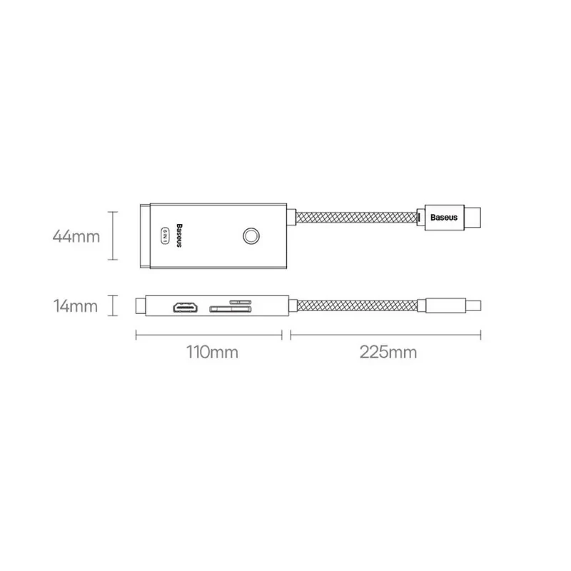 هاب 6 پورت USB-C باسئوس مدل BS-OH019