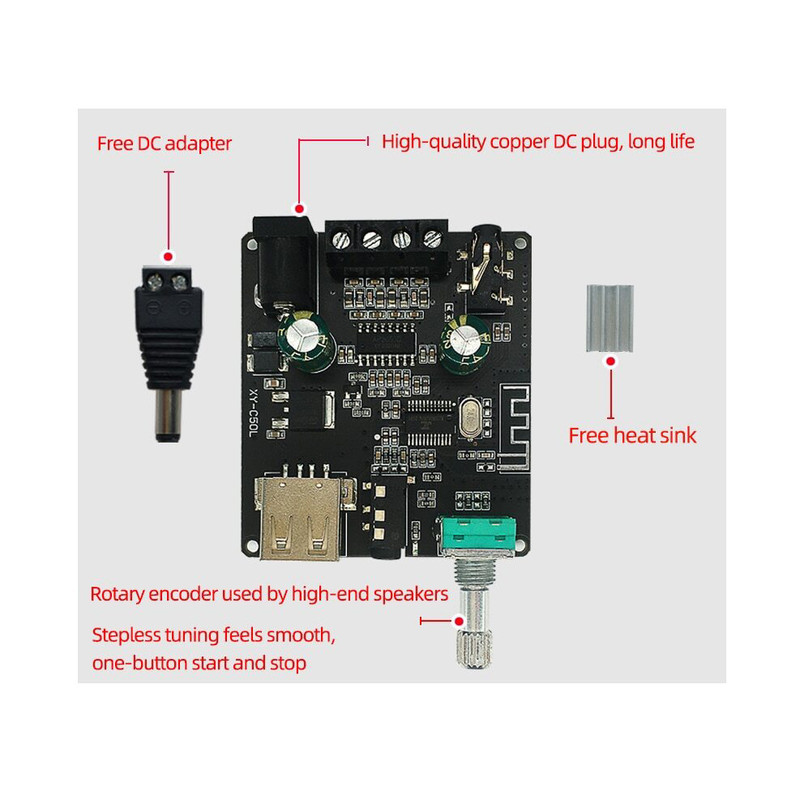 ماژول آمپلی فایر بلوتوثی مدل 50W_X2 کد A type usb