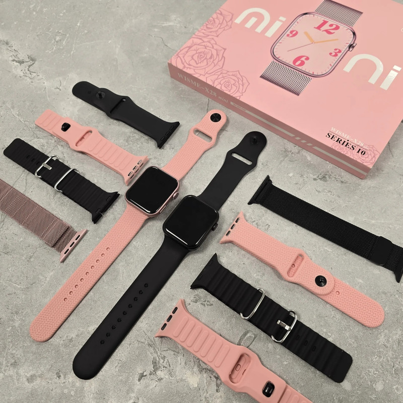 ساعت هوشمند ۴۱ میلیمتری ویسمی مدل X28 mini با ۴ بند سیلیکونی و ۱ بند فلزی