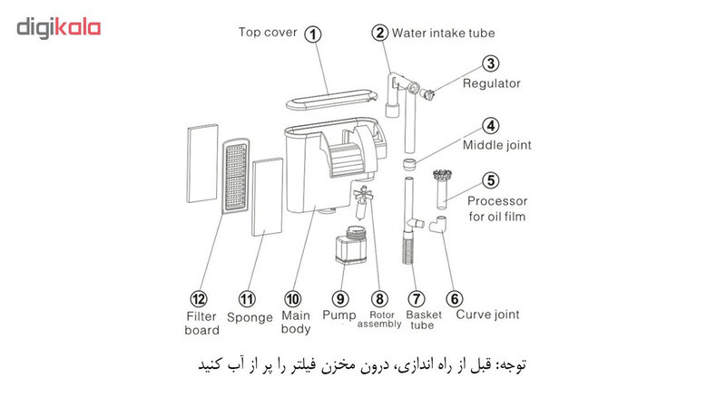 فیلتر خارجی و مکنده چربی سطح آب آکواریوم جنکا مدل xp-09