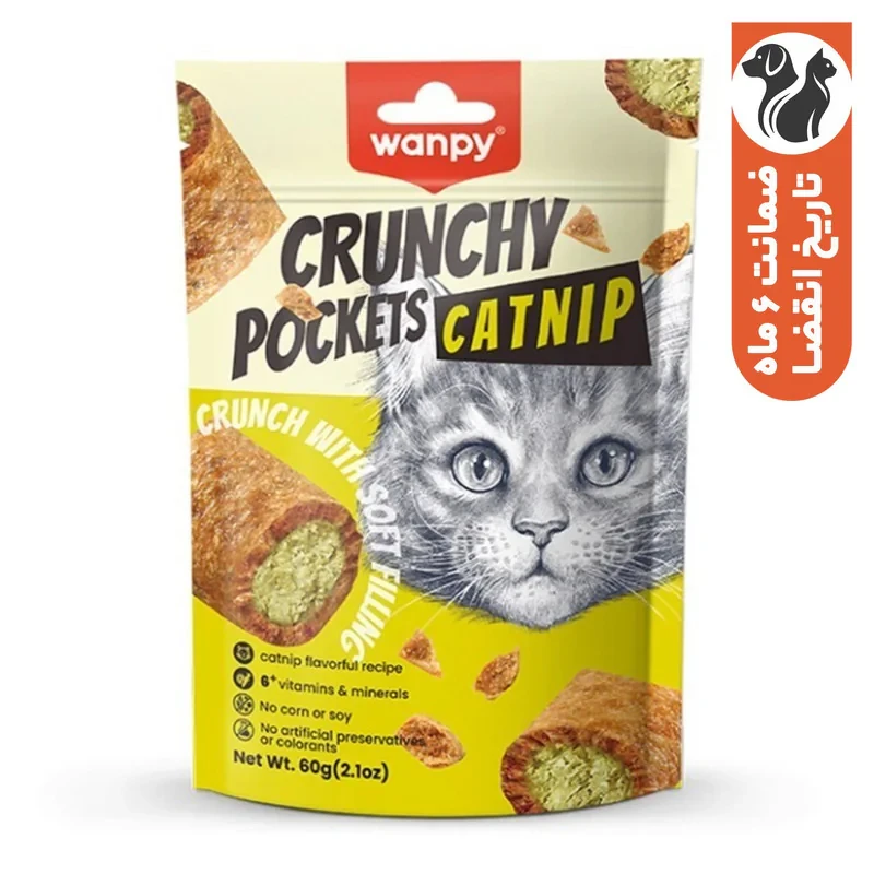تشویقی گربه ونپی مدل Crunchy Pockets Catnip با طعم کت نیپ و مرغ وزن 60 گرم