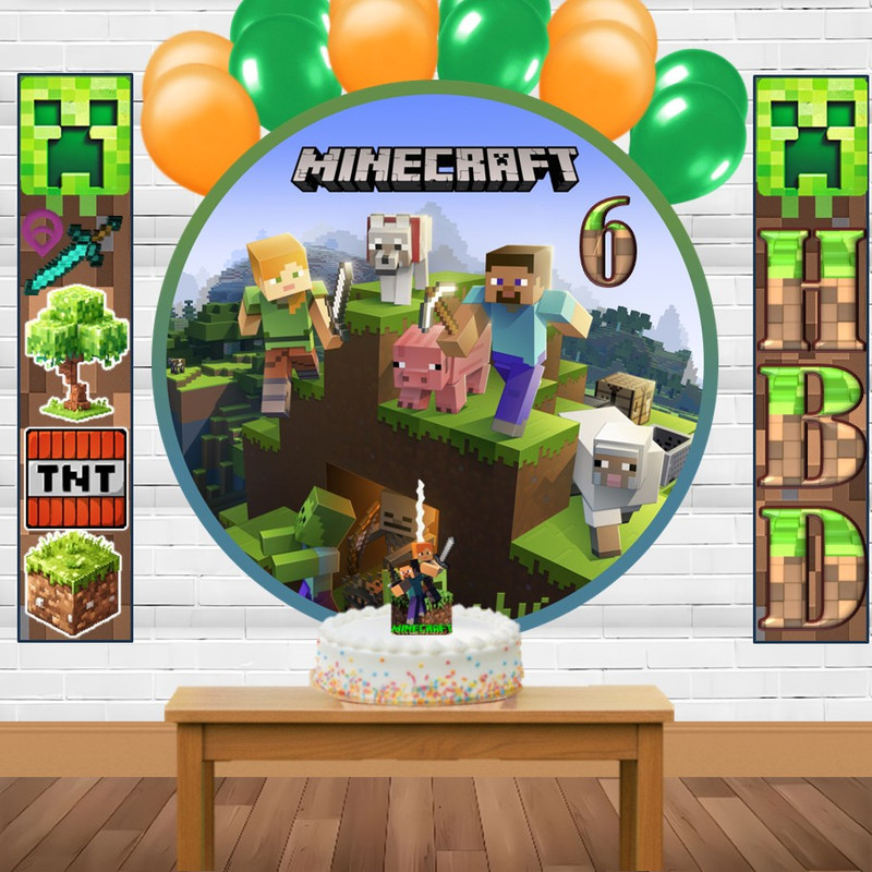 لوازم مهمانی تم تولد Minecraft مدل 06 مجموعه 14 عددی