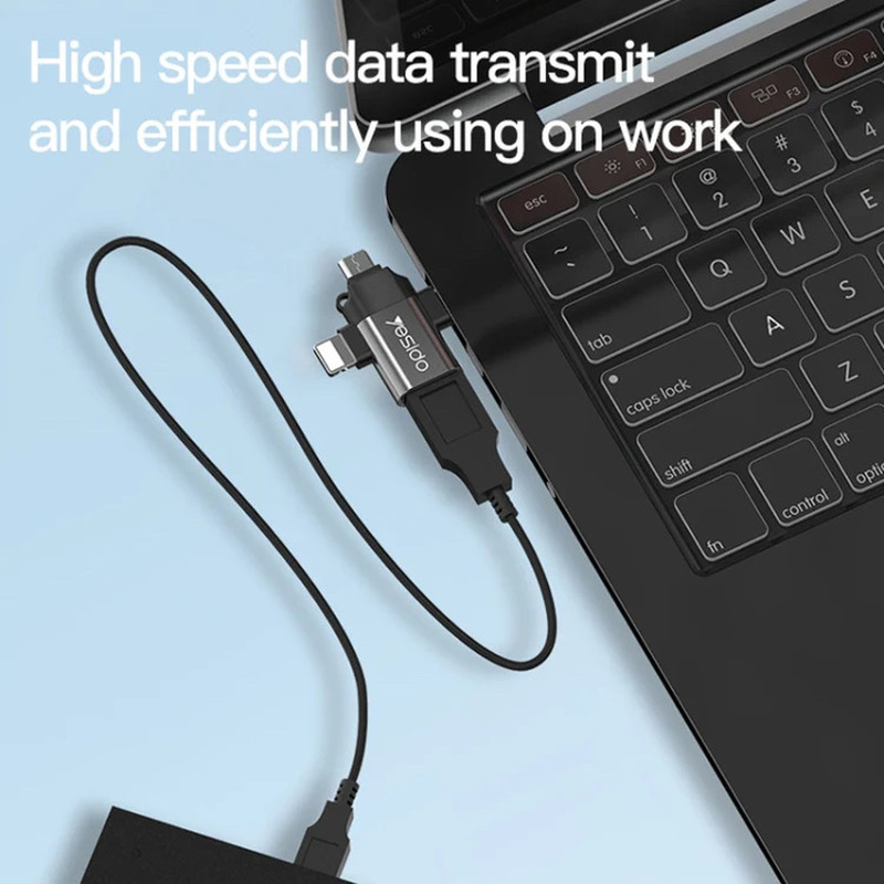مبدل USB-C  MicroUSB  لایتنینگ OTG یسیدو مدل GS15