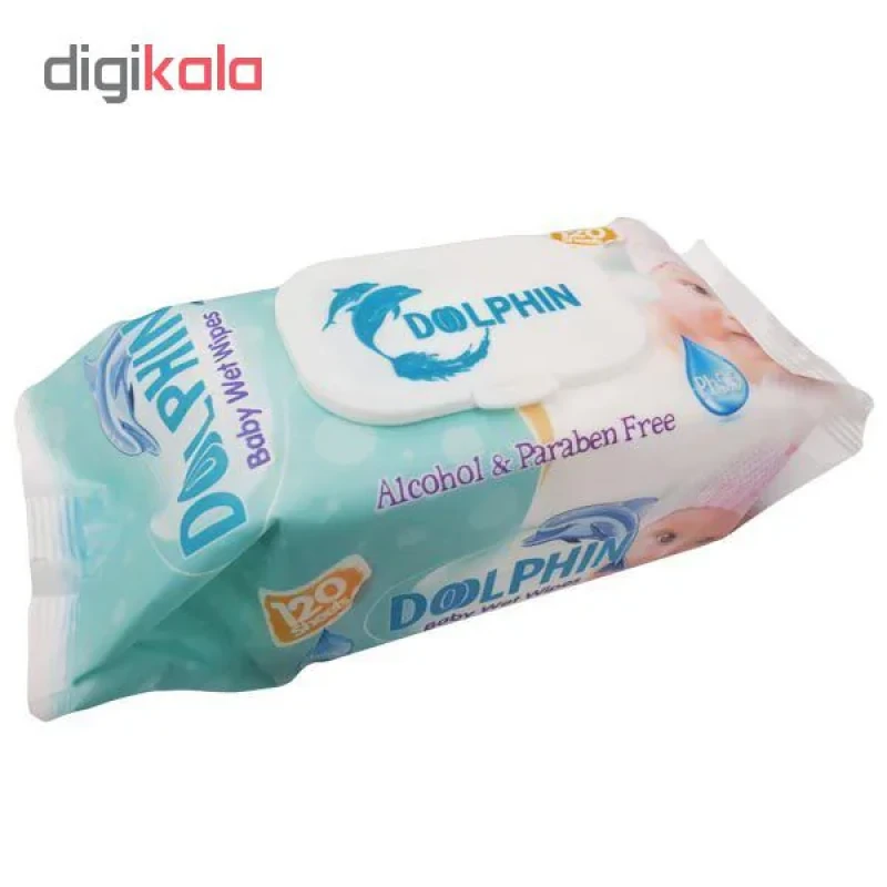 دستمال مرطوب دلفین مدل byby بسته 120 عددی
