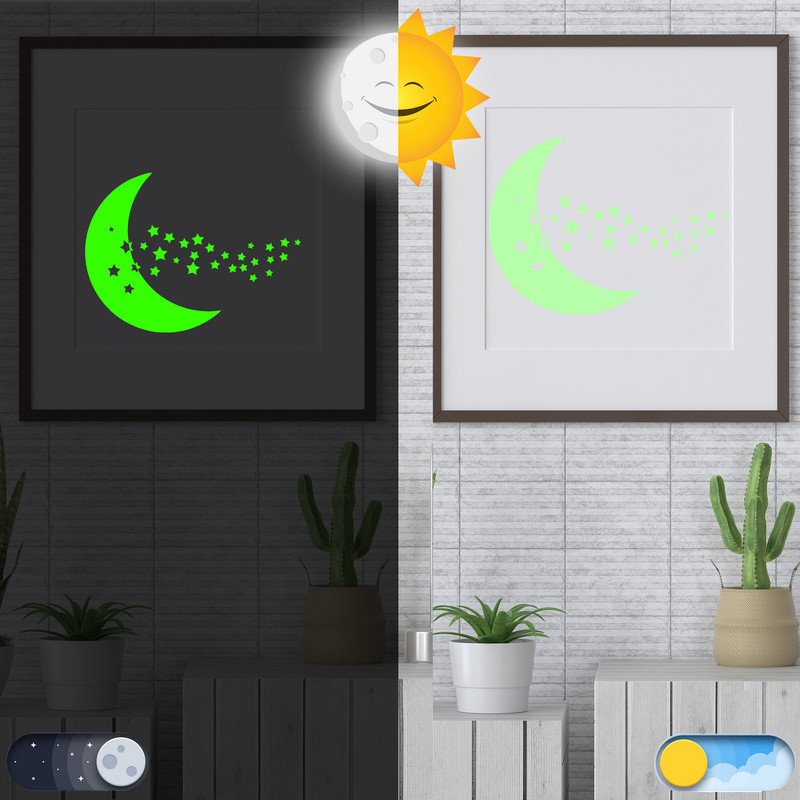 استیکر هیمیا مدل شب تاب طرح ماه و ستارگان بسته 25 عددی