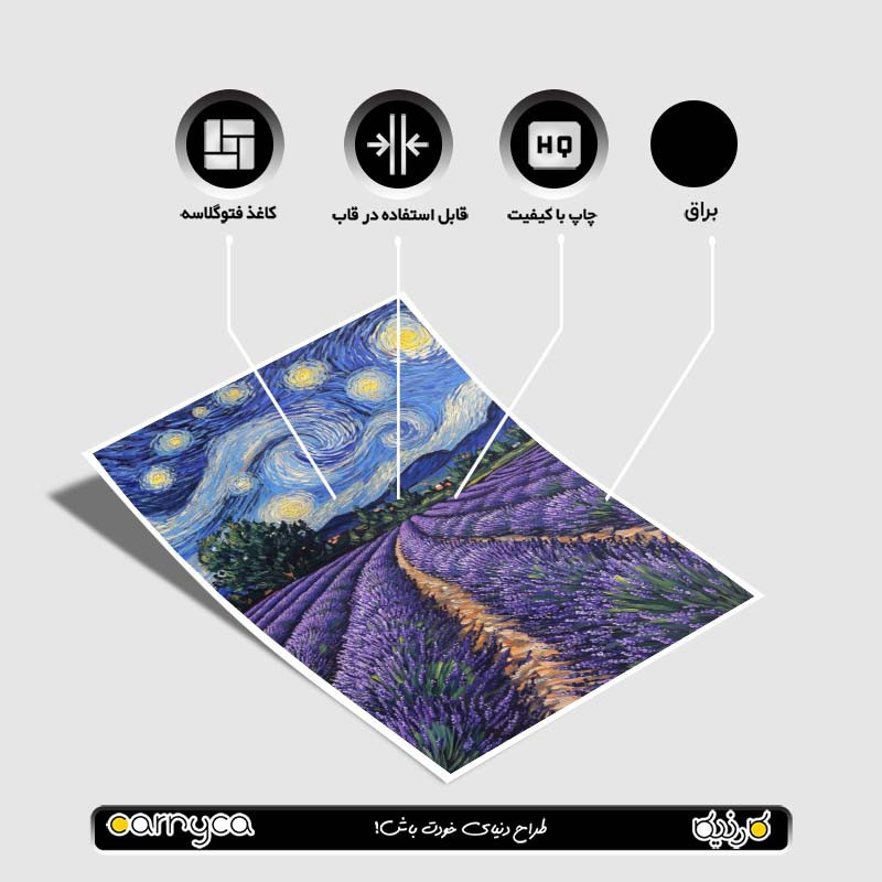 پوستر کارنيکا طرح شب پرستاره فانتزی ون‌گوگ Fantasy Starry Night Van Gogh کد 40208 مجموعه 8 عددی