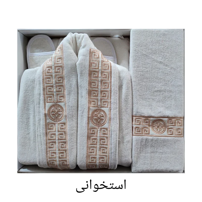 سرویس حوله پالتویی 3 تکه آنا طرح Home سایز 125