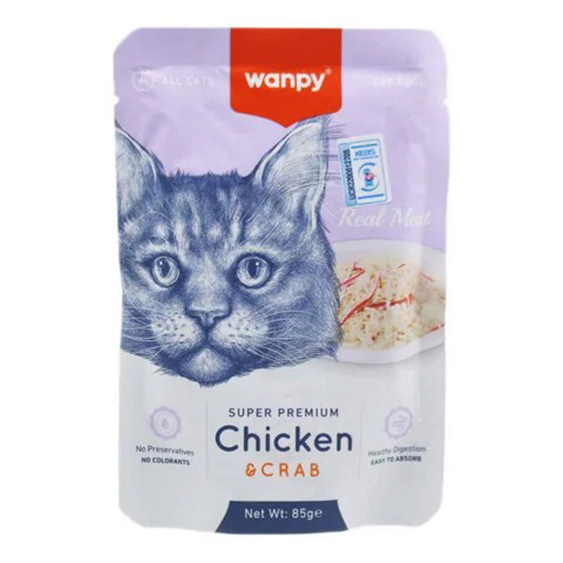 پوچ گربه ونپی مدل سفارش اروپا با طعم مرغ و خرچنگ وزن 85 گرم