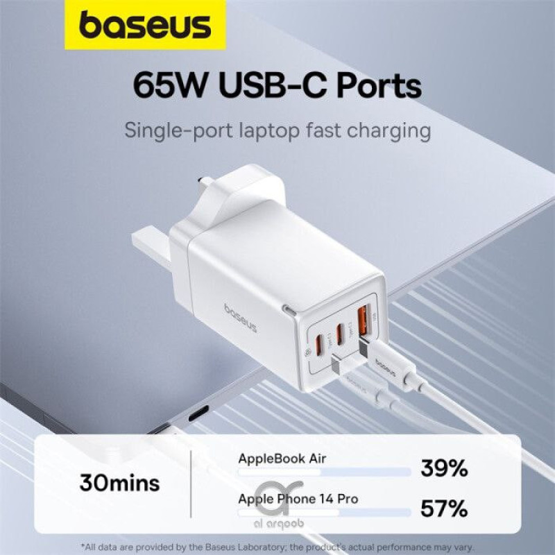 شارژر دیواری 65 وات بیسوس مدل CCGAN65UK به همراه کابل USB-C