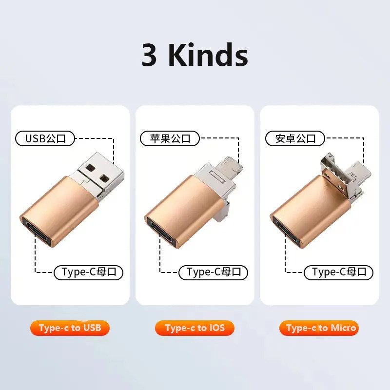 مبدل USB-C 3.0 OTG به USB MICROUSB لایتنینگ مدل IPAND3000M