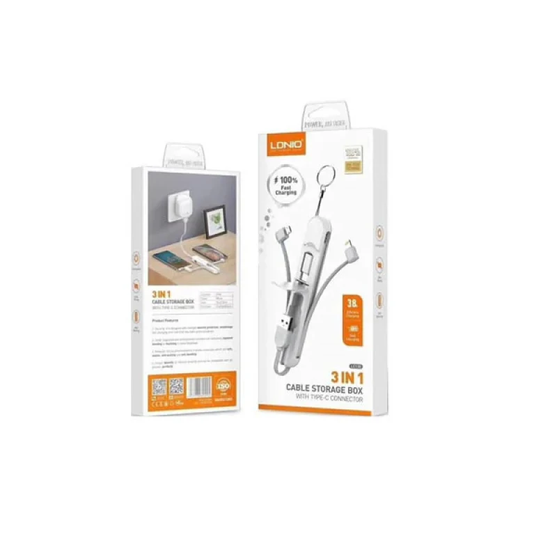 کابل تبدیل USB به USB-CMicroUSBلایتنینگ الدینیو مدل LC-130 طول 0.2 متر