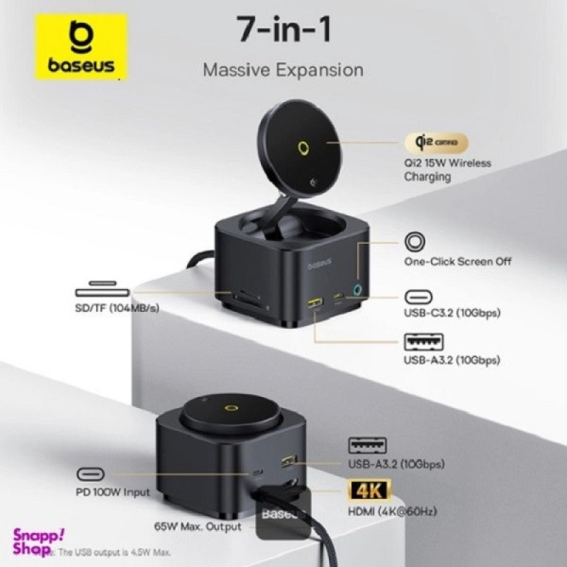 شارژر رومیزی بی سیم 15 وات 7 پورت بیسوس مدل MAGPRO 2