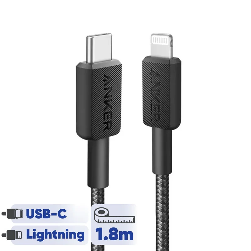 کابل تبدیل USB-C به لایتنینگ انکر مدل A81B6 طول 1.8 متر