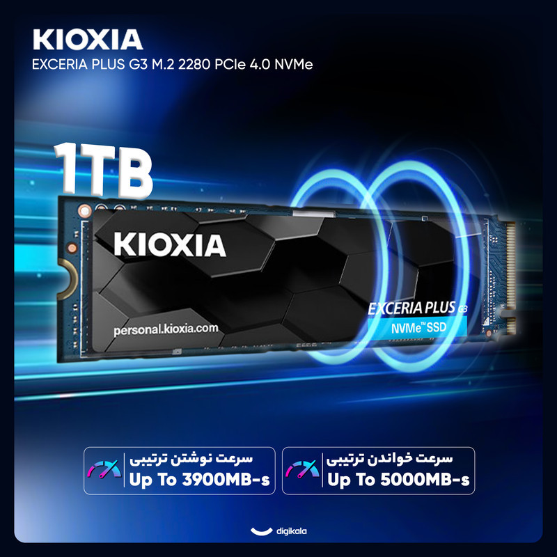 اس اس دی اینترنال PCIe Gen4 x4 کیوکسیا مدل EXCERIA PLUS G3 ظرفیت 1 ترابایت