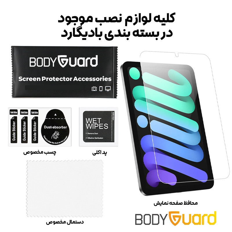 محافظ صفحه نمایش شیشه ای بادیگارد مدل TabG مناسب برای تبلت اپل مدل iPad Mini 7 2024