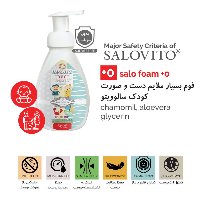 فوم صورت و دست کودک سالوویتو مدل آلوئه ورا حجم 300 میلی لیتر