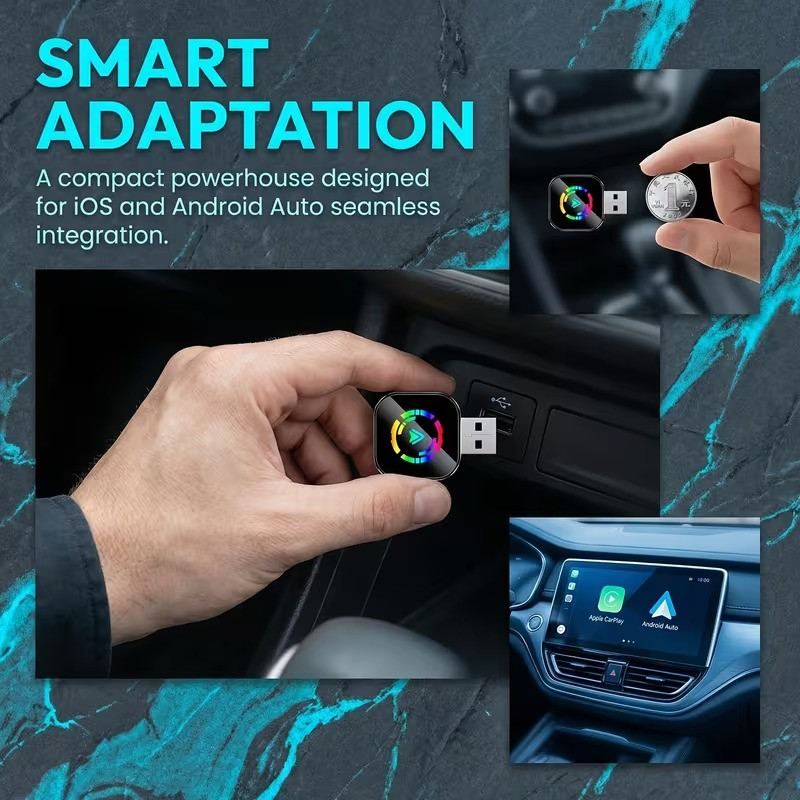 کارپلی و اندروید اتو مدل Wireless CarPlayAndroid Auto Q1AS به همراه مبدل USB به USB-C