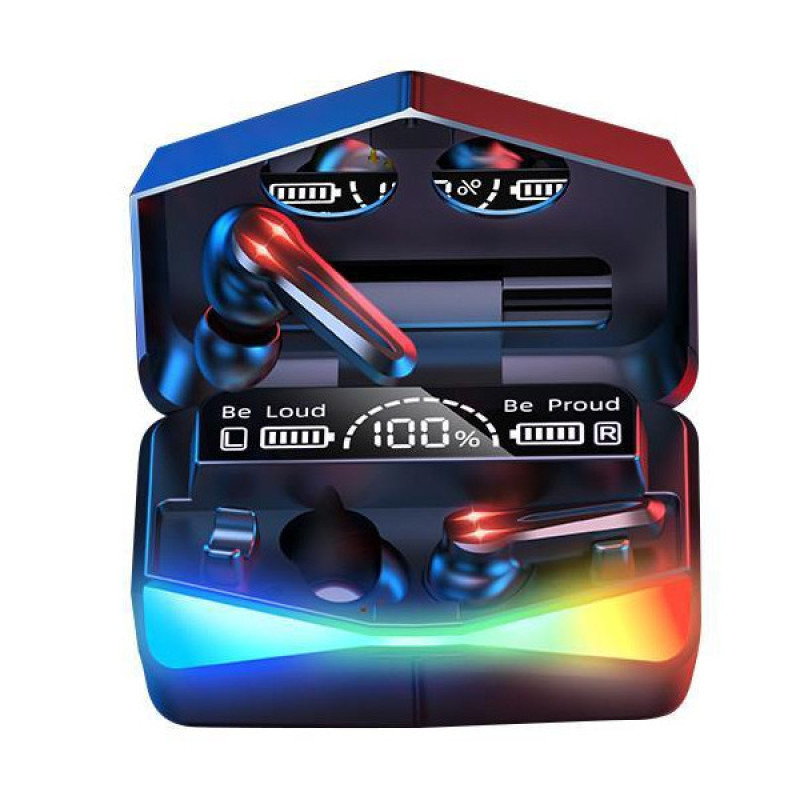 هدفون بلوتوثی داماکس مدل M28-C-Damax بدون قابلیت نویز کنسلینگ، درگاه شارژ USB Type-C، دارای نشانگر LED، نشانگر باتری روی محفظه شارژر