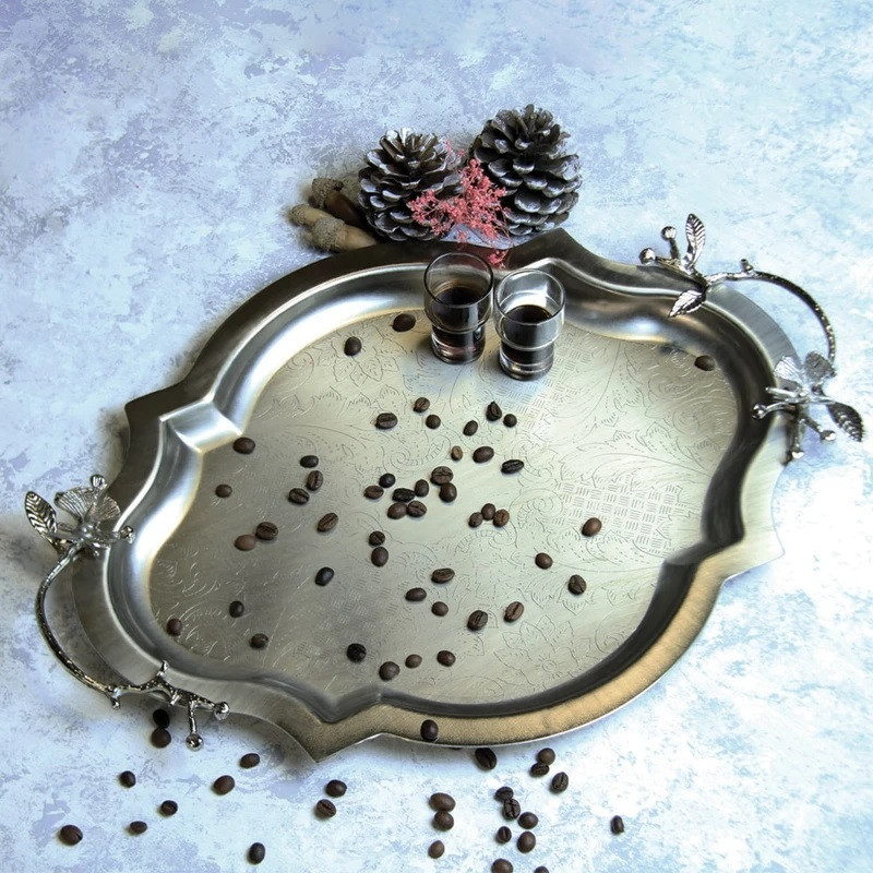 سینی دسته دار سالی نو مدل پروانه کد 608485 مجموعه دو عددی