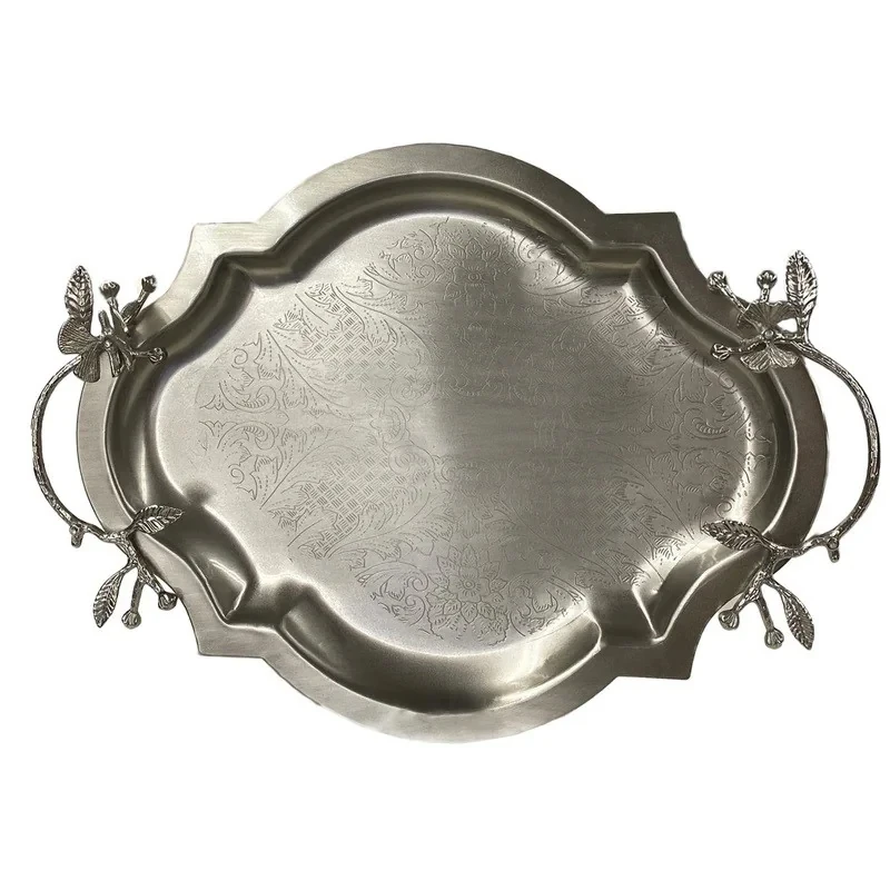 سینی دسته دار سالی نو مدل پروانه کد 608485 مجموعه دو عددی