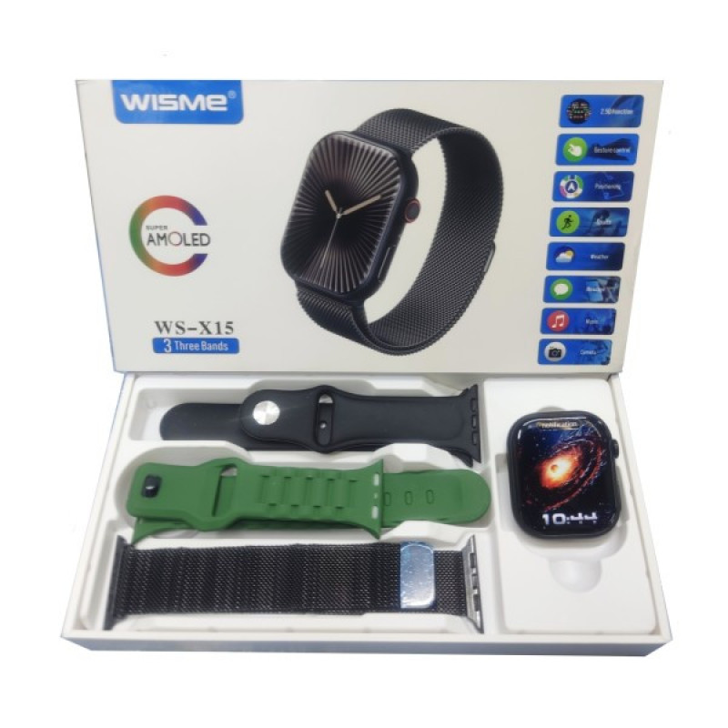 ساعت هوشمند 46 میلی متری مدل Wisme-X15 بند سیلیکونی