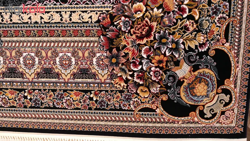 فرش ماشینی زمرد مشهد مدل دیبا زمینه سورمه ای