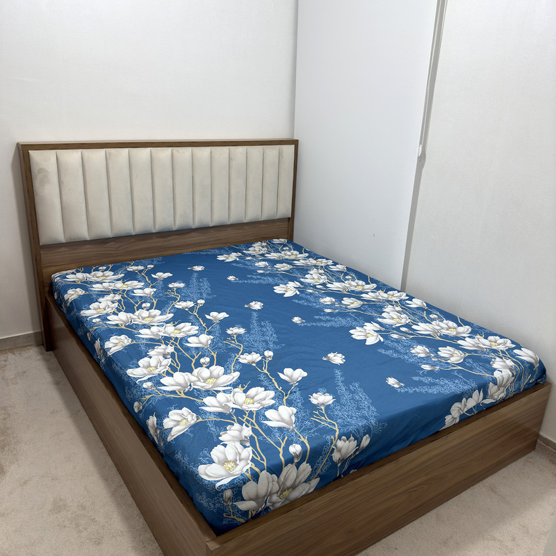 ملحفه ناتوسا مدل کشدار ارکیده دو نفره سایز 160x200 سانتی متر