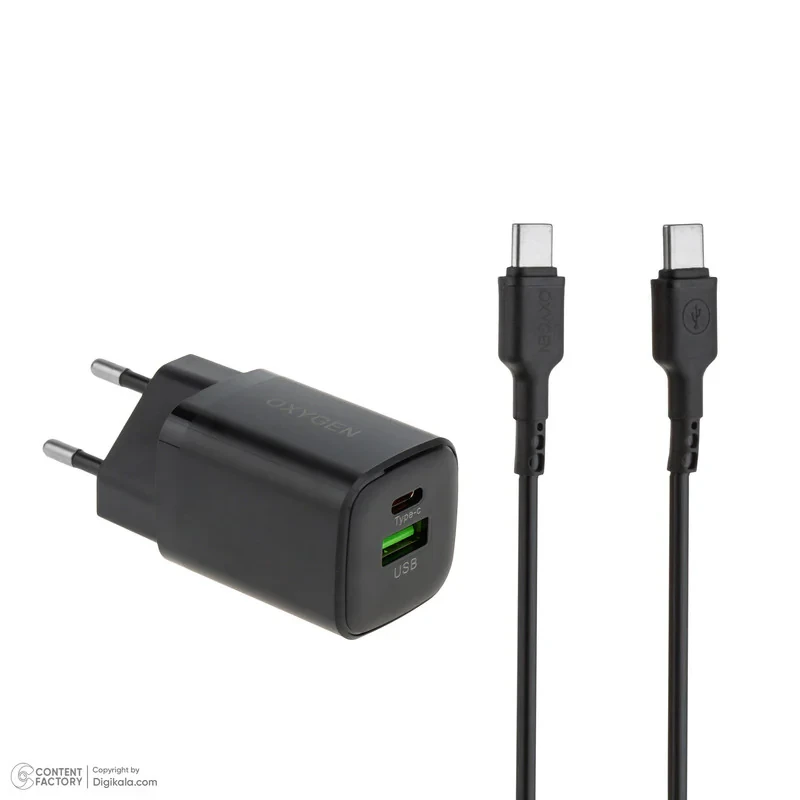 شارژر دیواری 30 وات دو پورت اکسیژن مدل CH-10 به همراه کابل USB-C