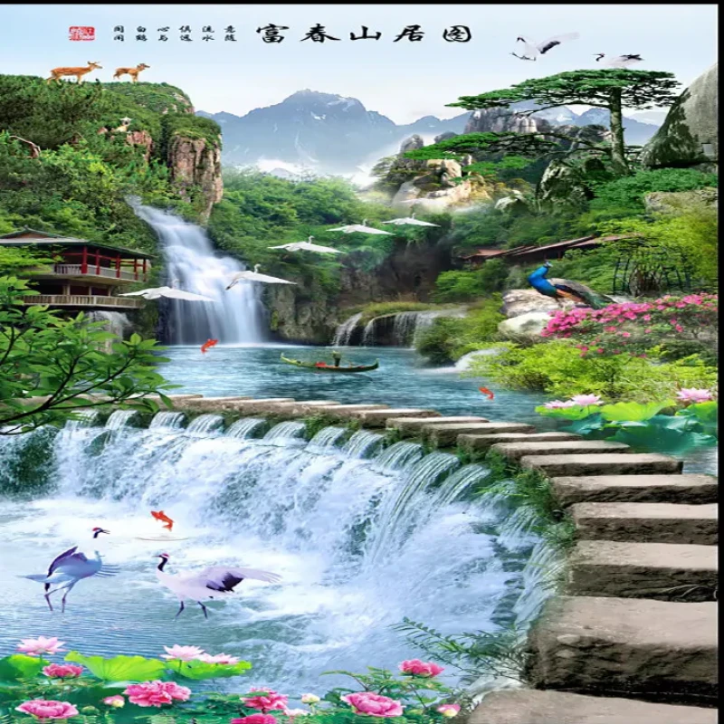 پوستر دیواری سه بعدی مدل آبشار راه سنگی DRVF1294