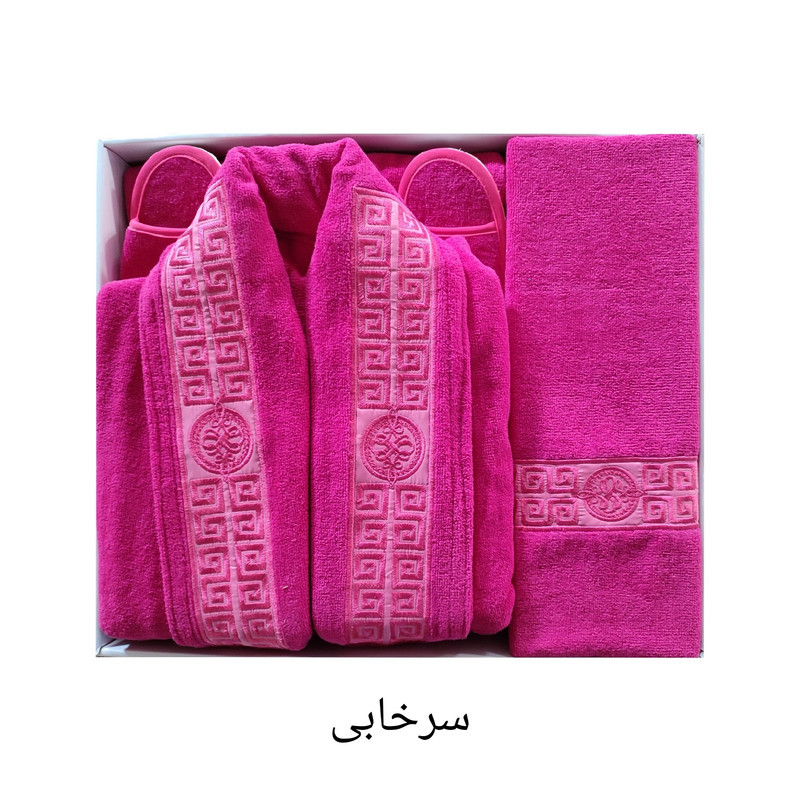 سرویس حوله پالتویی 3 تکه آنا طرح Home سایز 125