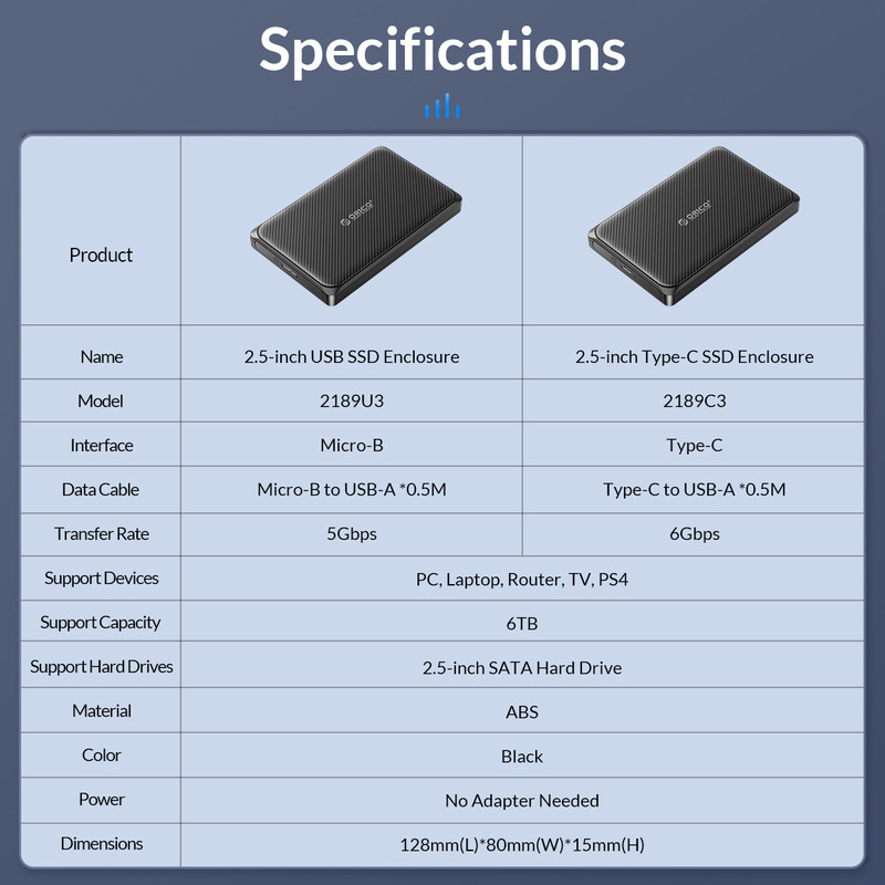 قاب هارددیسک اکسترنال 2.5 اینچی اوریکو مدل 2189U3-V1