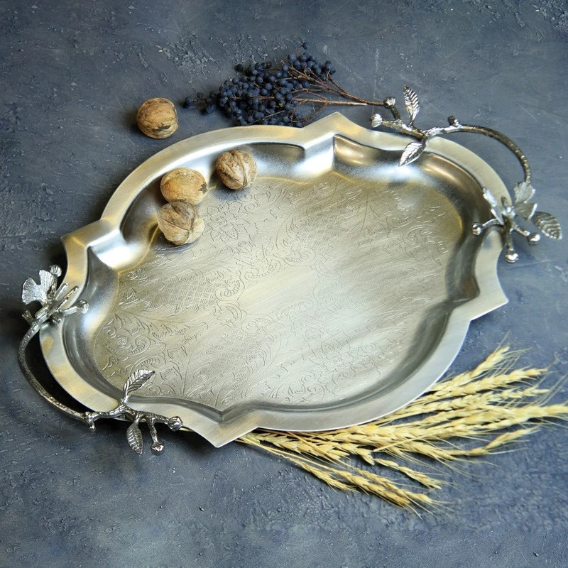 سینی دسته دار سالی نو مدل پروانه کد 608485 مجموعه دو عددی