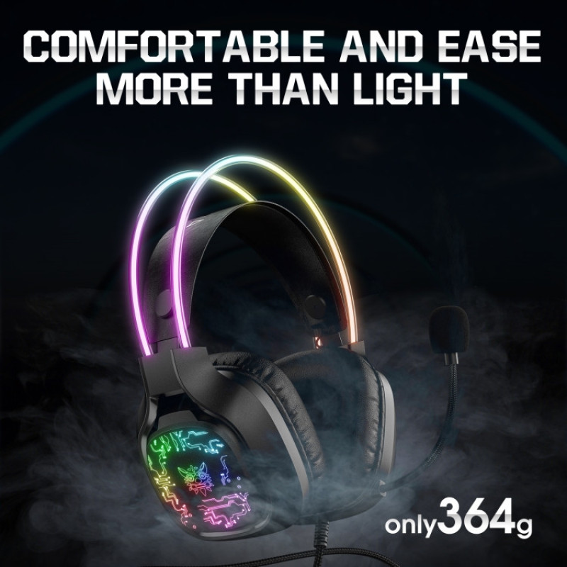 هدست گیمینگ Onikuma مدل X22 بدون قابلیت نویز کنسلینگ، درگاه USB، دارای نورپردازی RGB، امپدانس 32 اهم