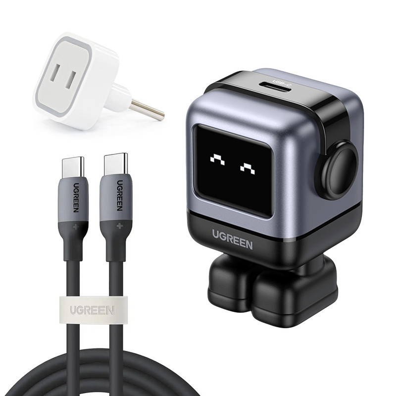 شارژر دیواری 30 وات یوگرین مدل Robot Nexode RG PD GaN Fast Charger به همراه کابل USB-C
