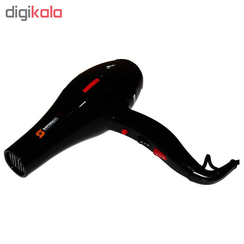 سشوار حرفه‌ای 2000 وات سايونا مدل SY-1300، موتور AC، وزن 700 گرم، دارای سری متمرکز‌کننده باریک، متمرکز‌کننده پهن با ویژگی صاف‌کنندگی، حجم‌دهندگی، با قابلیت باد سرد