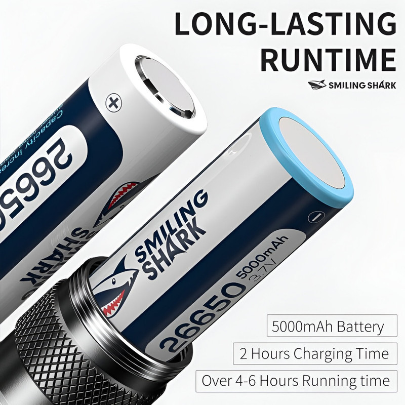 چراغ قوه دستی اسمایلینگ شارک مدل  شارژی و پاوربانک پنج حالته SD-7005 با نور مهتابی