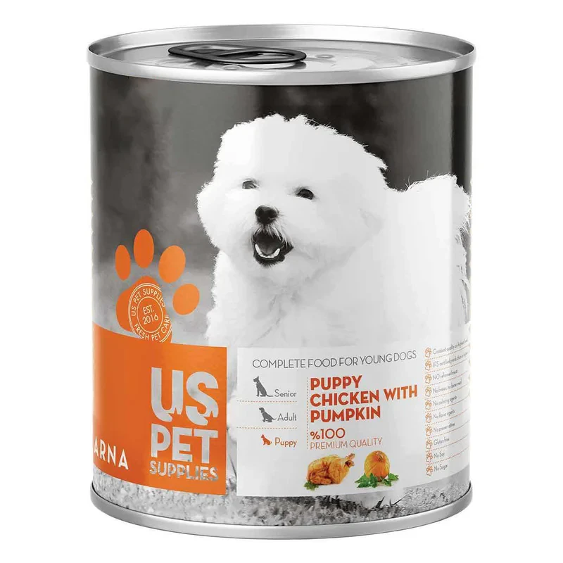 کنسرو غذای سگ یو اس پت مدل پته طعم مرغ و کدو حلوایی مقدار 400 گرم