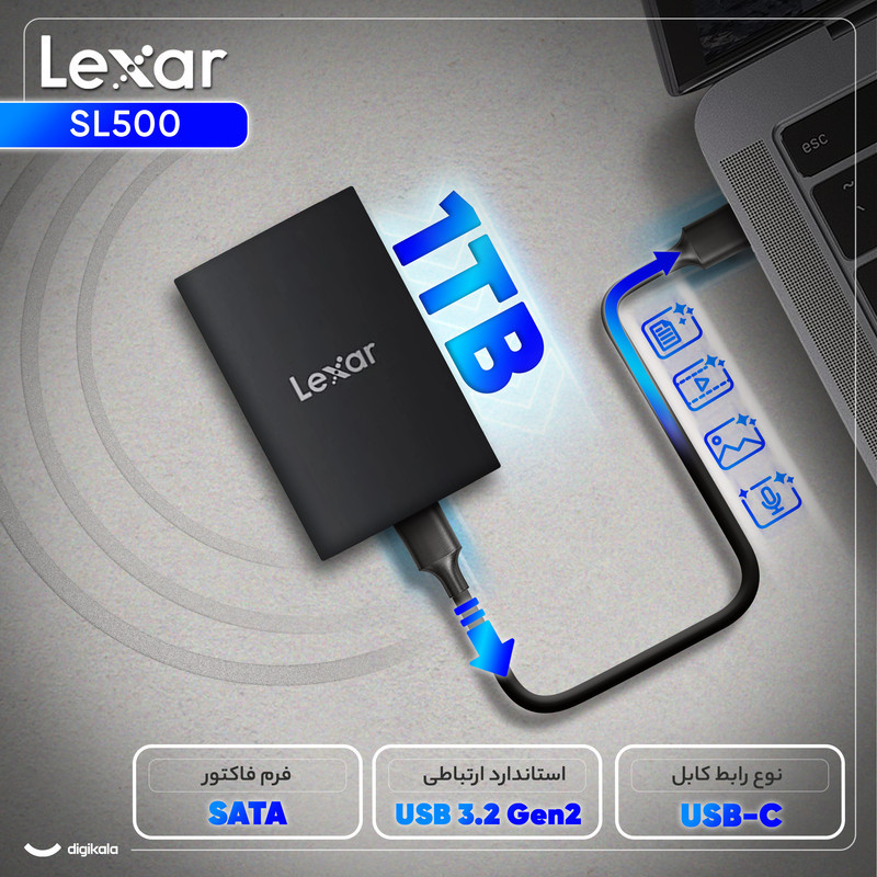 اس اس دی اکسترنال لکسار مدل SL500 ظرفیت 1 ترابایت رابط USB 3.2 Gen2