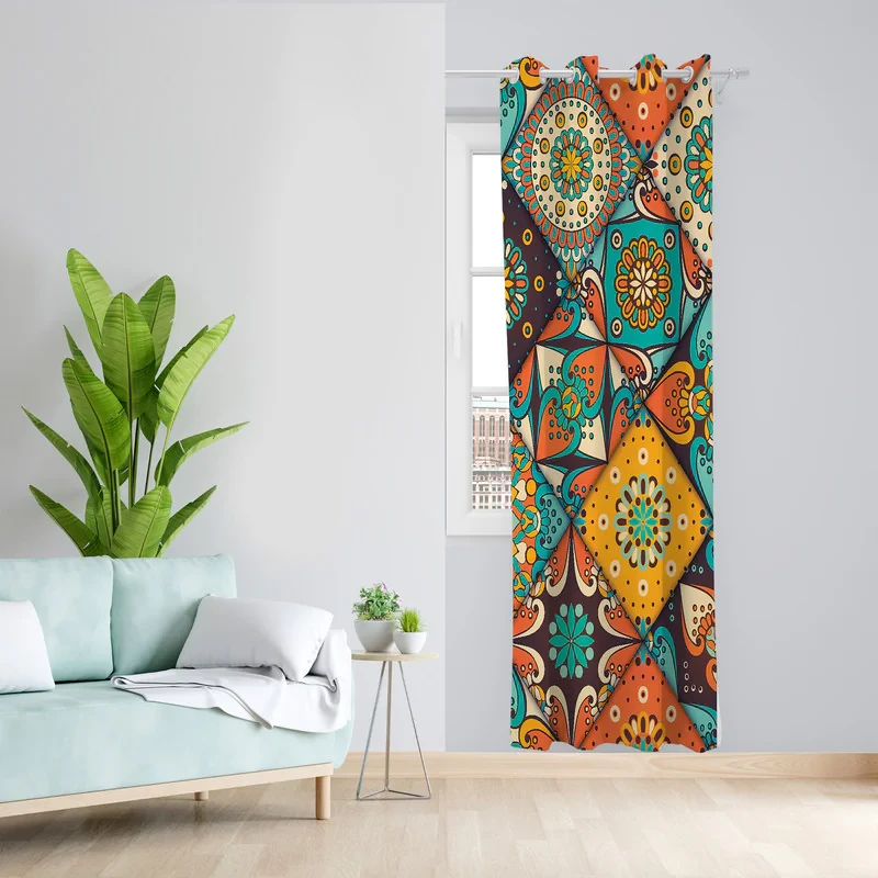 پرده طرح سنتی مدل مخمل پانچی کد 2597 z سایز 140x200 سانتی متر