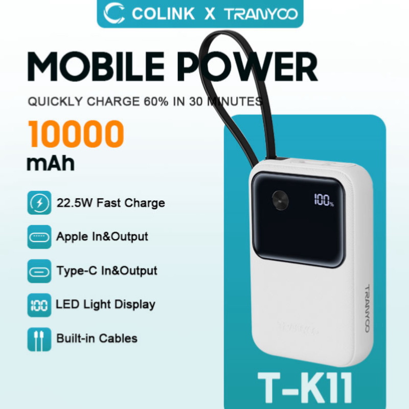 پاور بانک ترانیو مدل T-K11 ظرفیت 10000 میلی آمپر ساعت