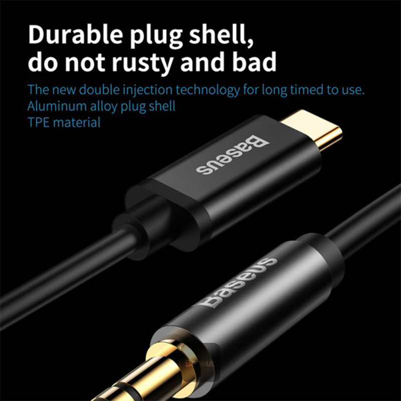 کابل تبدیل USB-C به AUX باسئوس مدل CAM01-M01-BA طول 1.2 متر