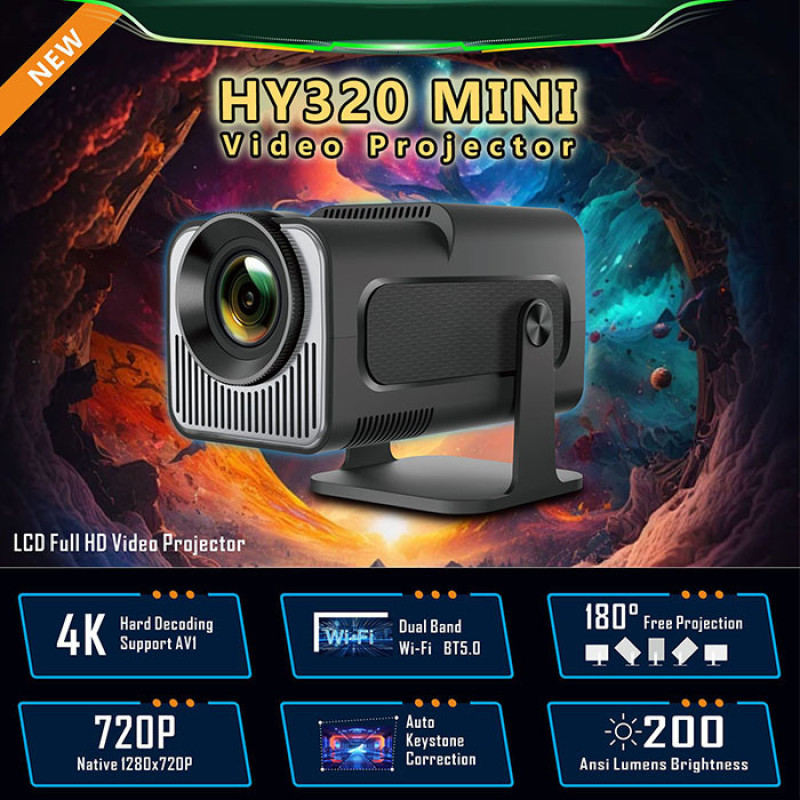 ویدئو پروژکتور مدل HY320 MINI با رزولوشن 4096x2160|4K