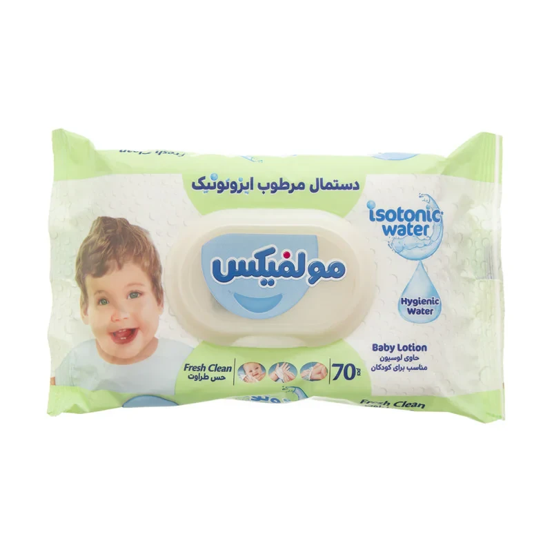 دستمال مرطوب کودک مولفیکس مدل ایزوتونیک بسته 70 عددی