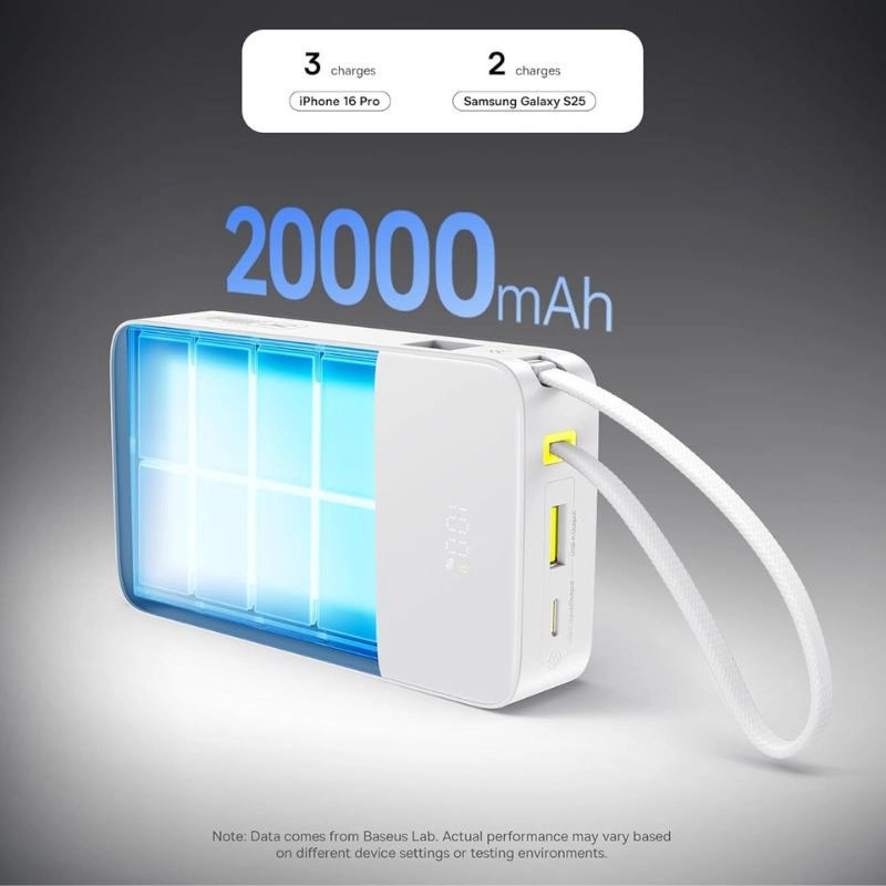 پاوربانک بی‌سیم 22.5 وات بیسوس مدل EnerFill FC51 Bipow2 Pro E0027700 ظرفیت 20000 میلی‌آمپرساعت