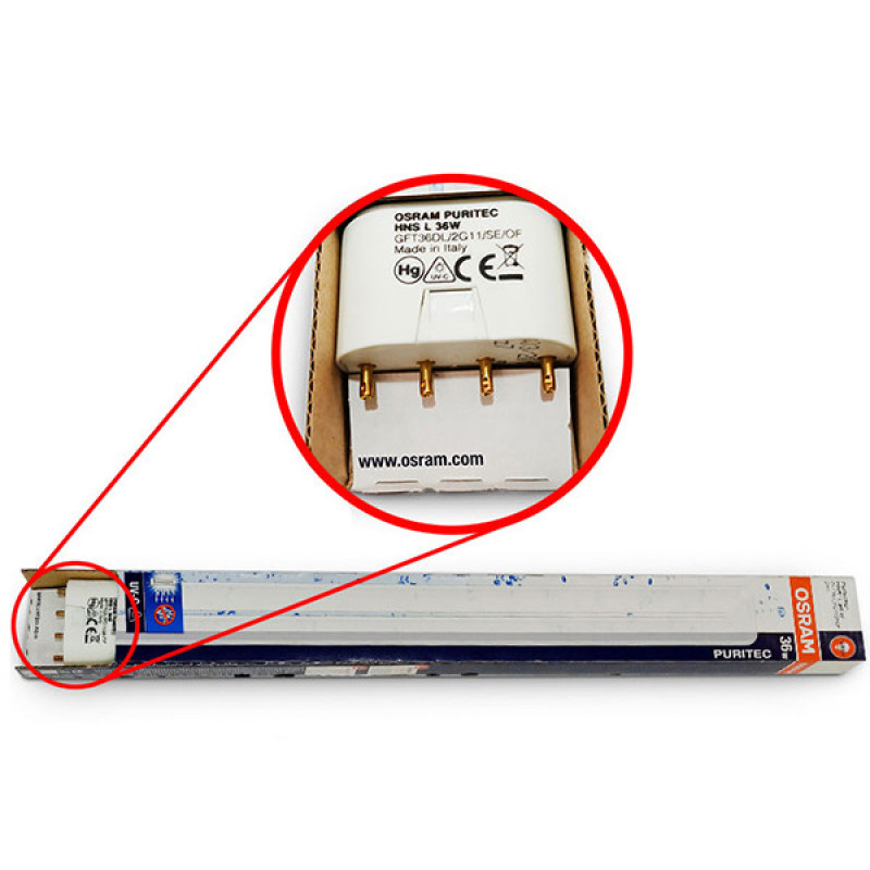 لامپ یووی سی 36 وات اسرام مدل PURITEC-HNS-L36W-UVC پایه 2G11