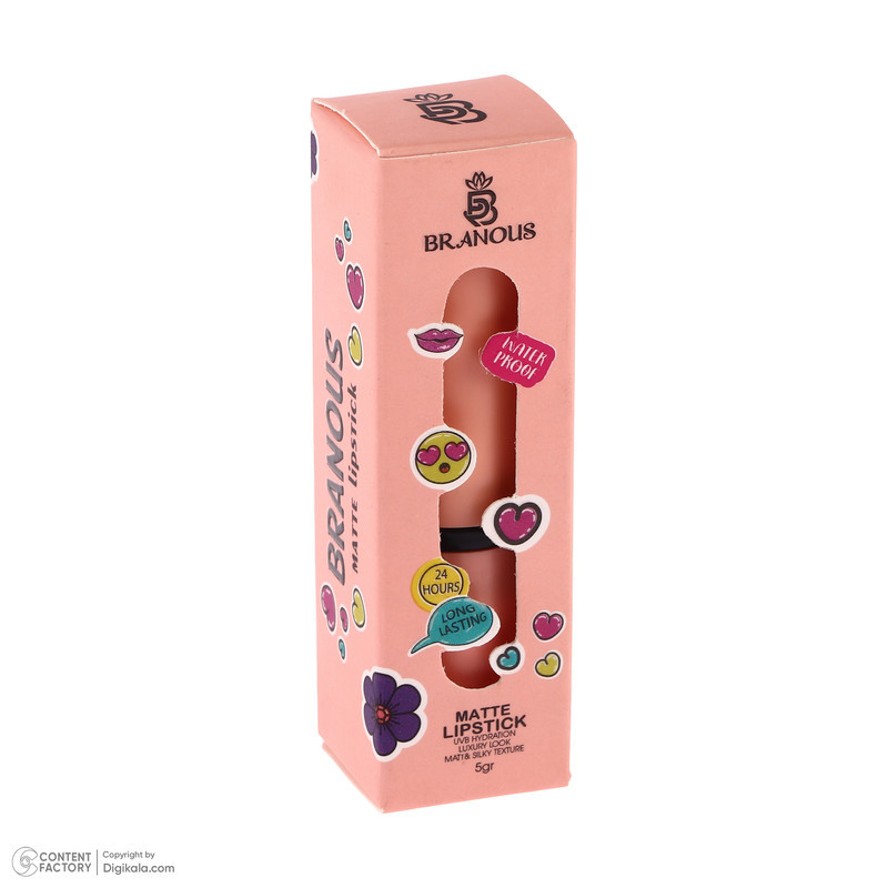 رژ لب جامد مات برانوس مدل Long Lasting رنگ قرمز شماره 601