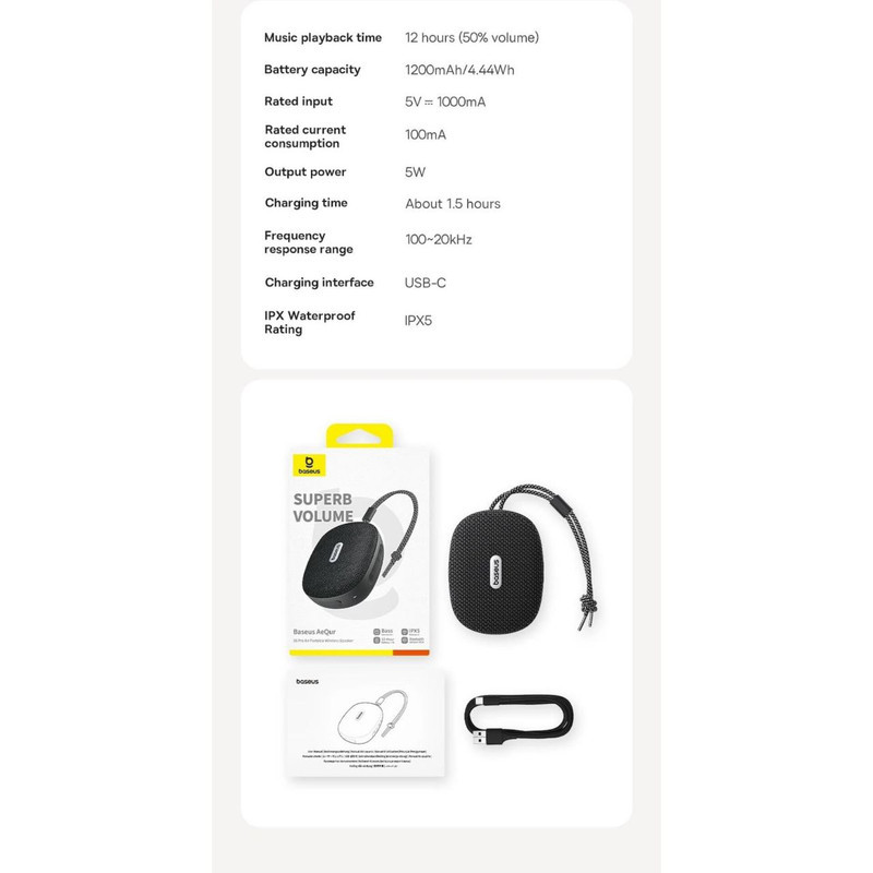 اسپیکر بلوتوثی قابل حمل بیسوس مدل AeQur 35 Pro